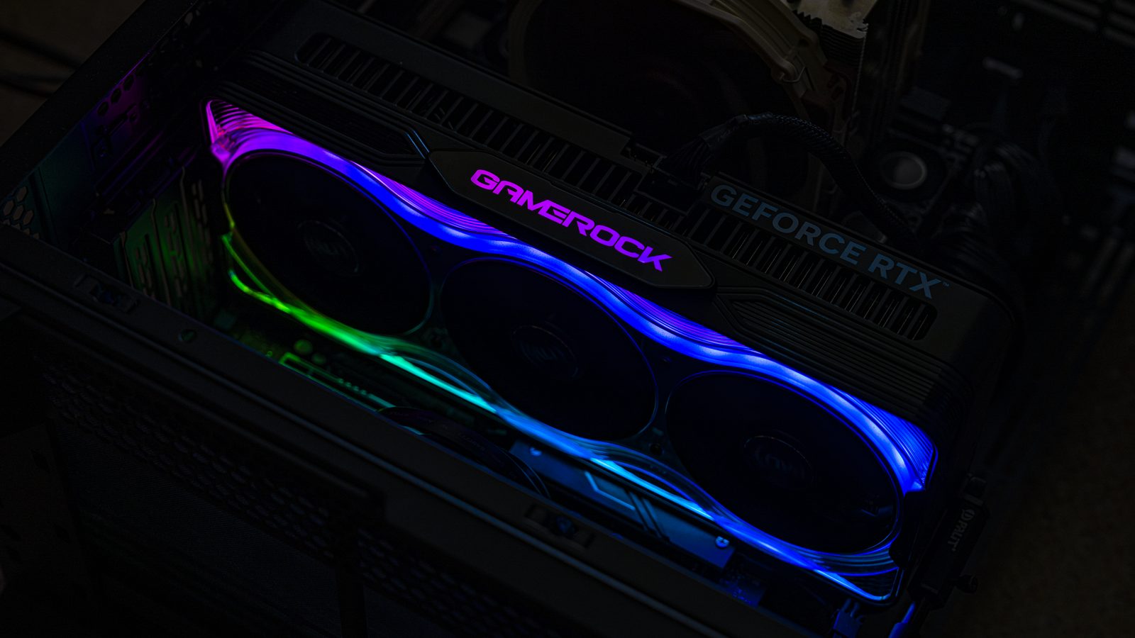 A GeForce RTX 5090 graphics card installed in a PC