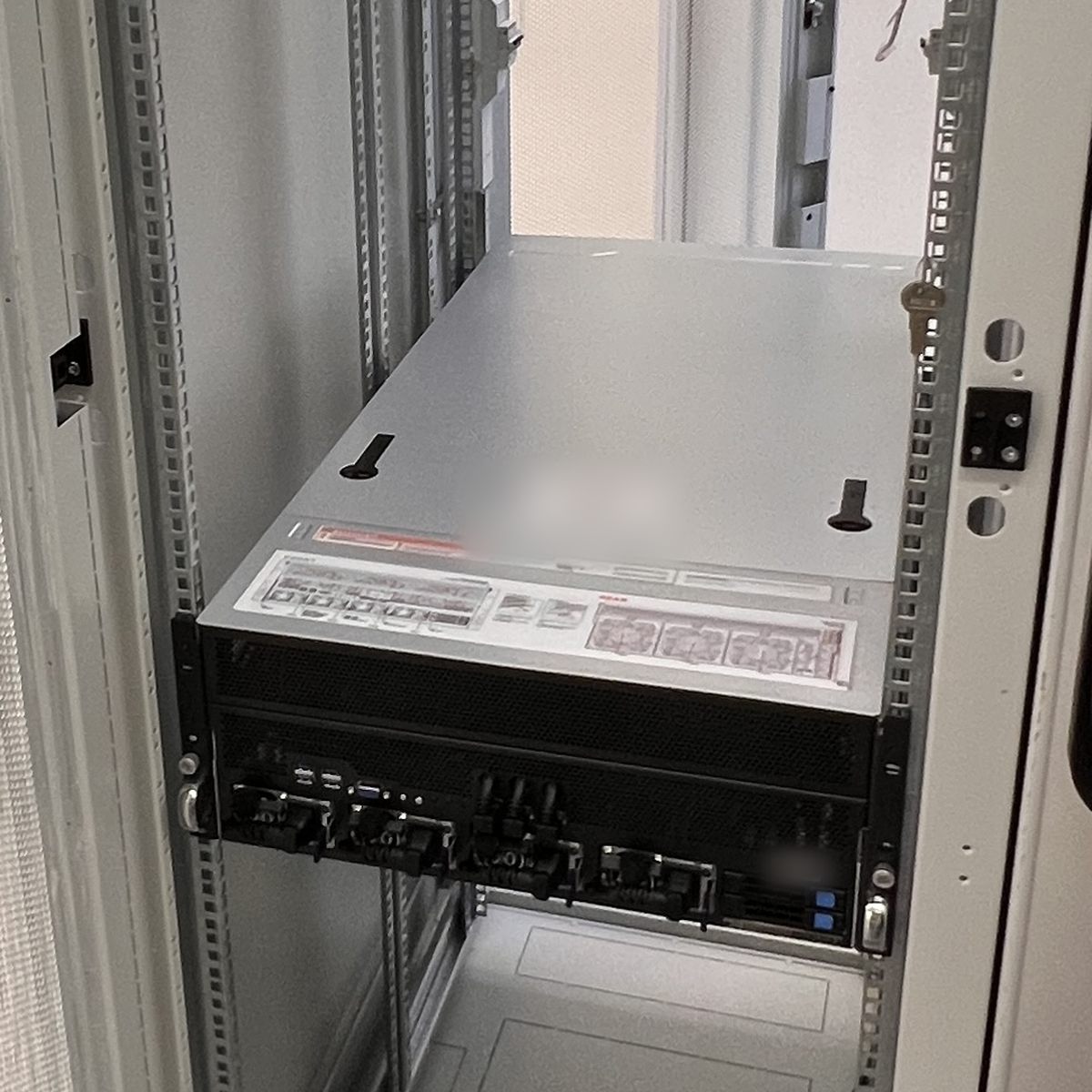 The NEOXIS 8-GPU server mounted in a rack at Neterra SDC Stolnik near Sofia